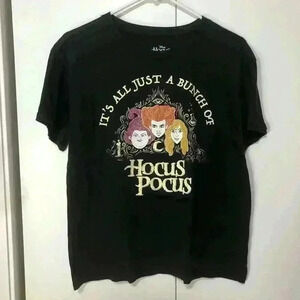 Disney Women Hocus-pocus Witch Black Casual Halloween Costume T Shirt Size Large